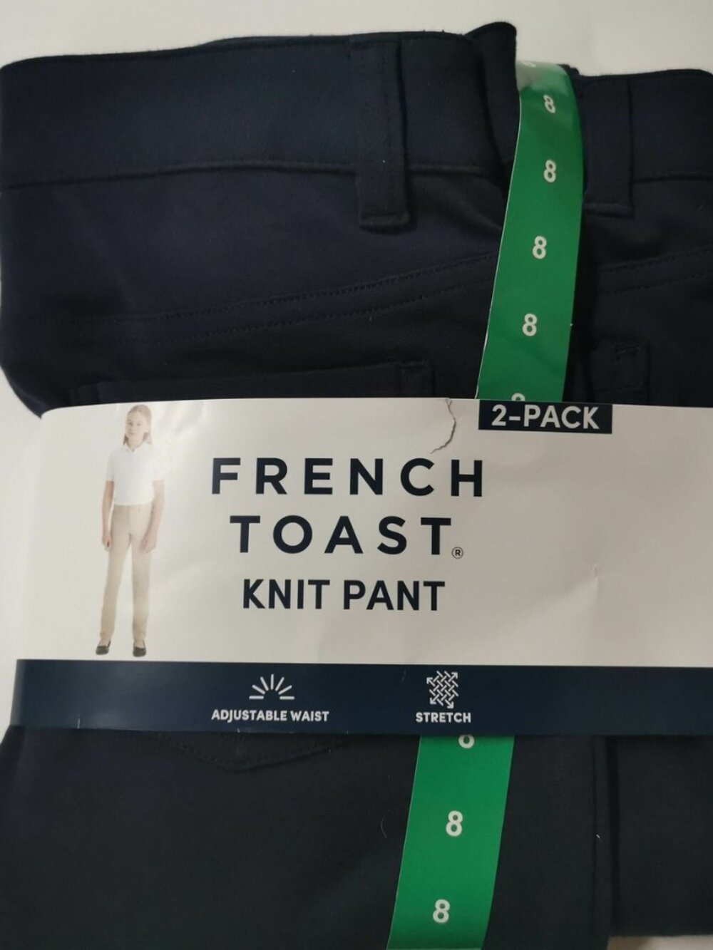 Girls French Toast 2-PACK  Knit pants, Size 8 - NAVY